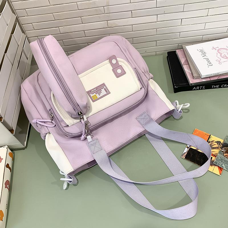 Bag Women's Versatile College Style One Shoulder Oblique Span Bag Large Capacity Leisure Commuter Tutoring Handheld Book Bag