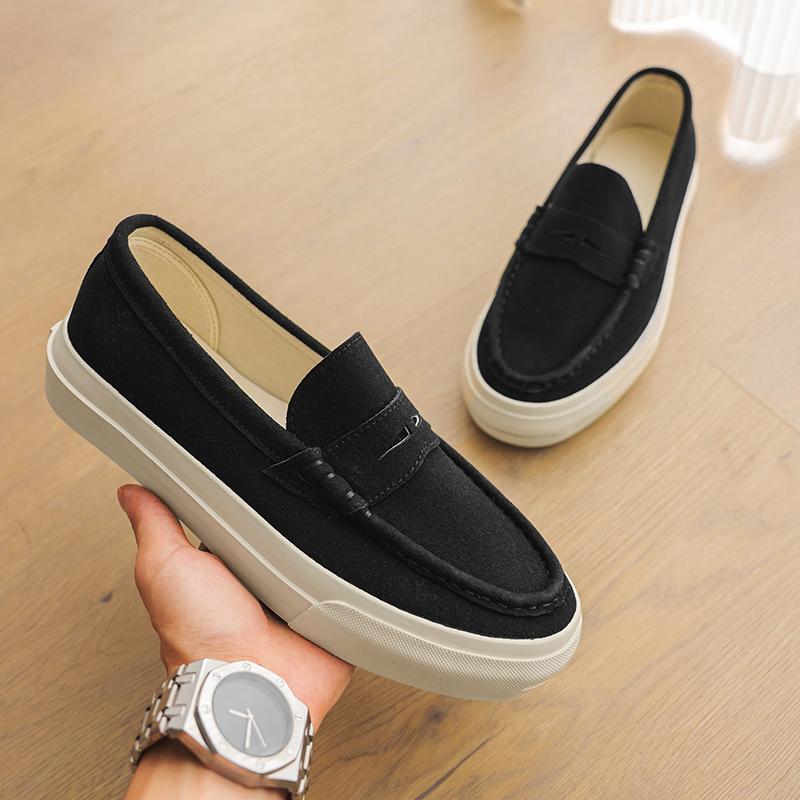 Fashion Leisure Walk Loafers New Summer Men's Casual Leather Shoes Stylish Soft Bean Shoes Low-top Man Slip on Shoes Handmade Moccasins