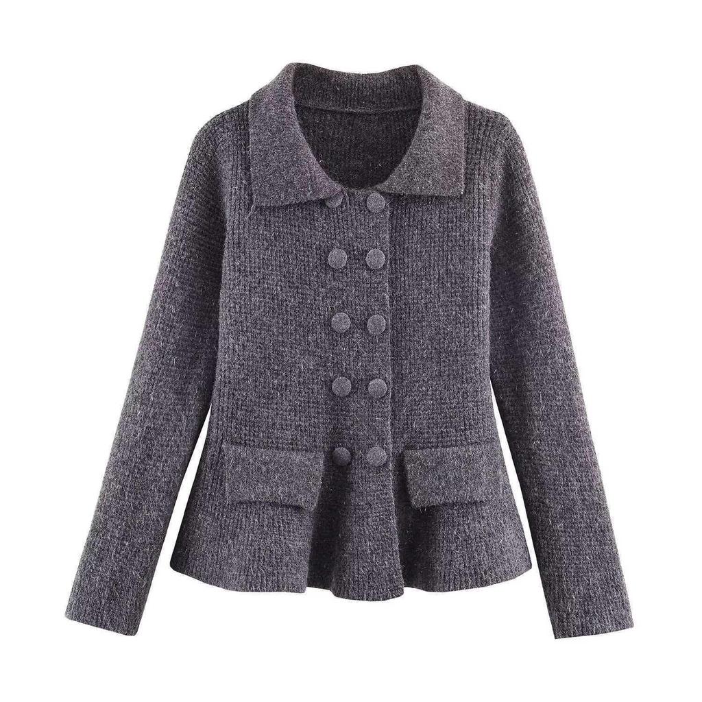 Double-Breasted Sweater Coat: European & American Style Women's High-End Fashion