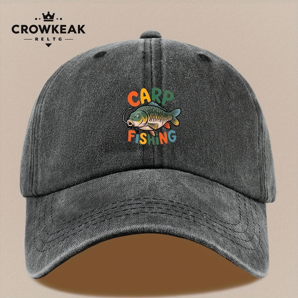 pc Carp Fishing Graphic Baseball Cap for Men Women Adjustable Lightweight Breathable Dad Hat with Vibrant Fish Print Outdo