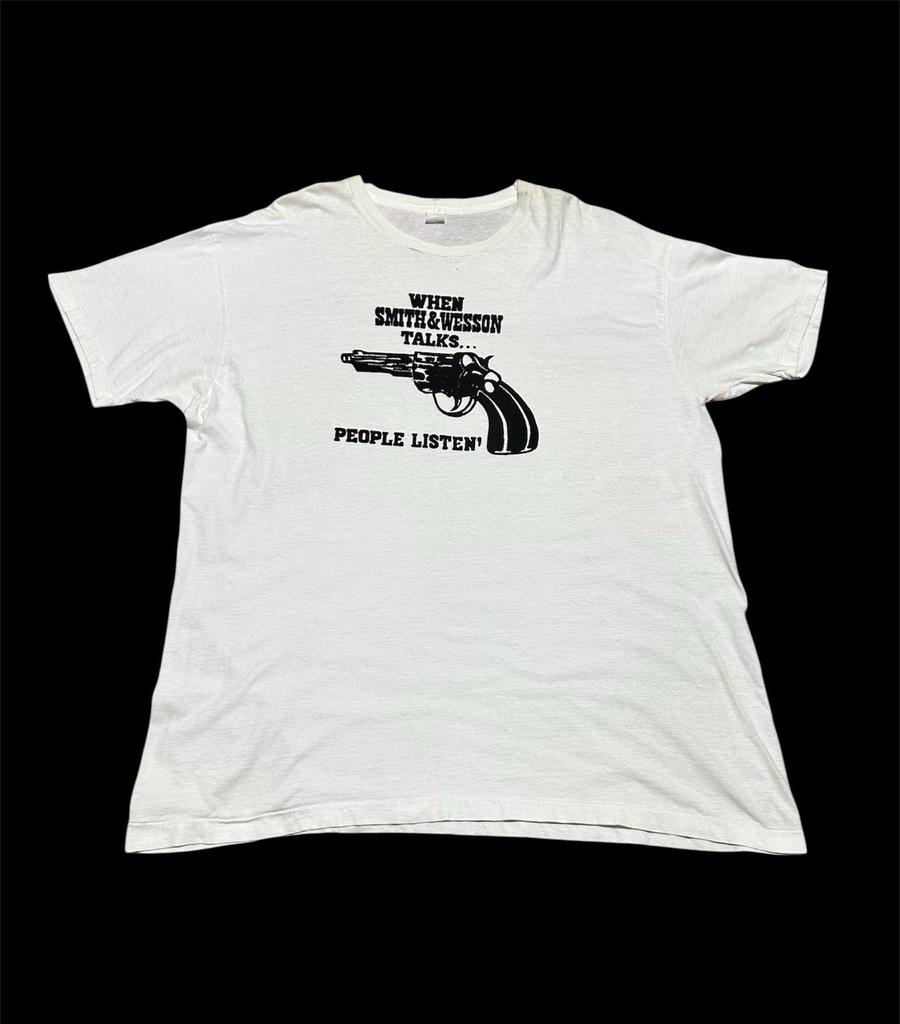 Vtg 80s when smith & wesson talks wording tee / xxl size