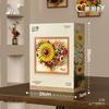 Lego-Compatible Sunflower & Rose Photo Frame: Educational Ornament Gift for Girls