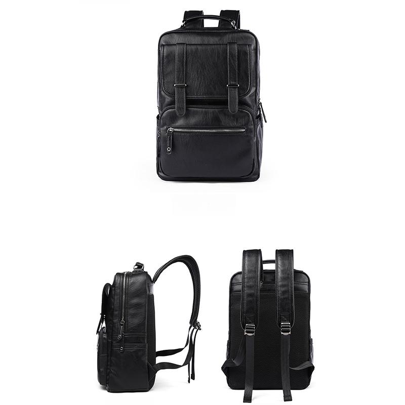 Męski Plecak Plecak ze Skóry PU Duże Plecaki na Laptopa Męski Czarny Tornister dla Nastolatków Chłopców