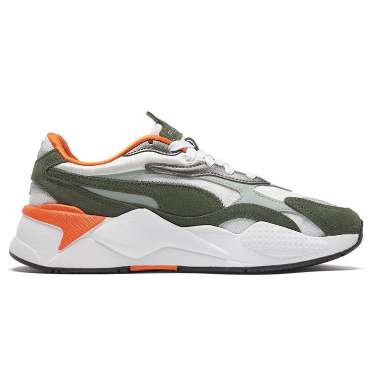 Puma Rs-X Mixed Metallic Fabric Layered Leather Casual Sneakers Women Sneakers White Green 374668-01