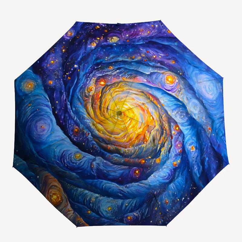 1pc Cosmic Spiral Automatic Umbrella - Automatic Opening And Closing, Sturdy Iron Frame, Portable Folding Design Yy251018178