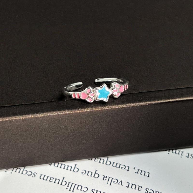 Sweet pink electrocardiogram cat claw heart cute rabbit fashion opening ring female simple creative design index finger ring