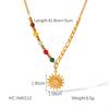 Natural Stone Beaded Titanium Steel Necklace with Sun and Star Pendant Women's Fashion Jewelry