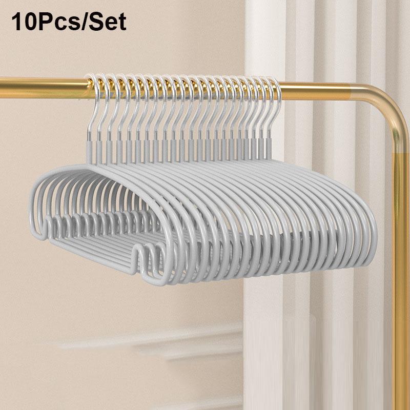 10pcs Non-Slip Coated Metal Hangers Thicken No Trace Hanger For Clothes Suit Coat Shirt Jacket Hanging Hanger with Round Notches