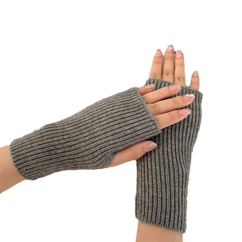 Damen Herbst/Winter Strick Halbfingerhandschuhe - Warm, Fingerlos, Touchscreen, Handgelenkstütze