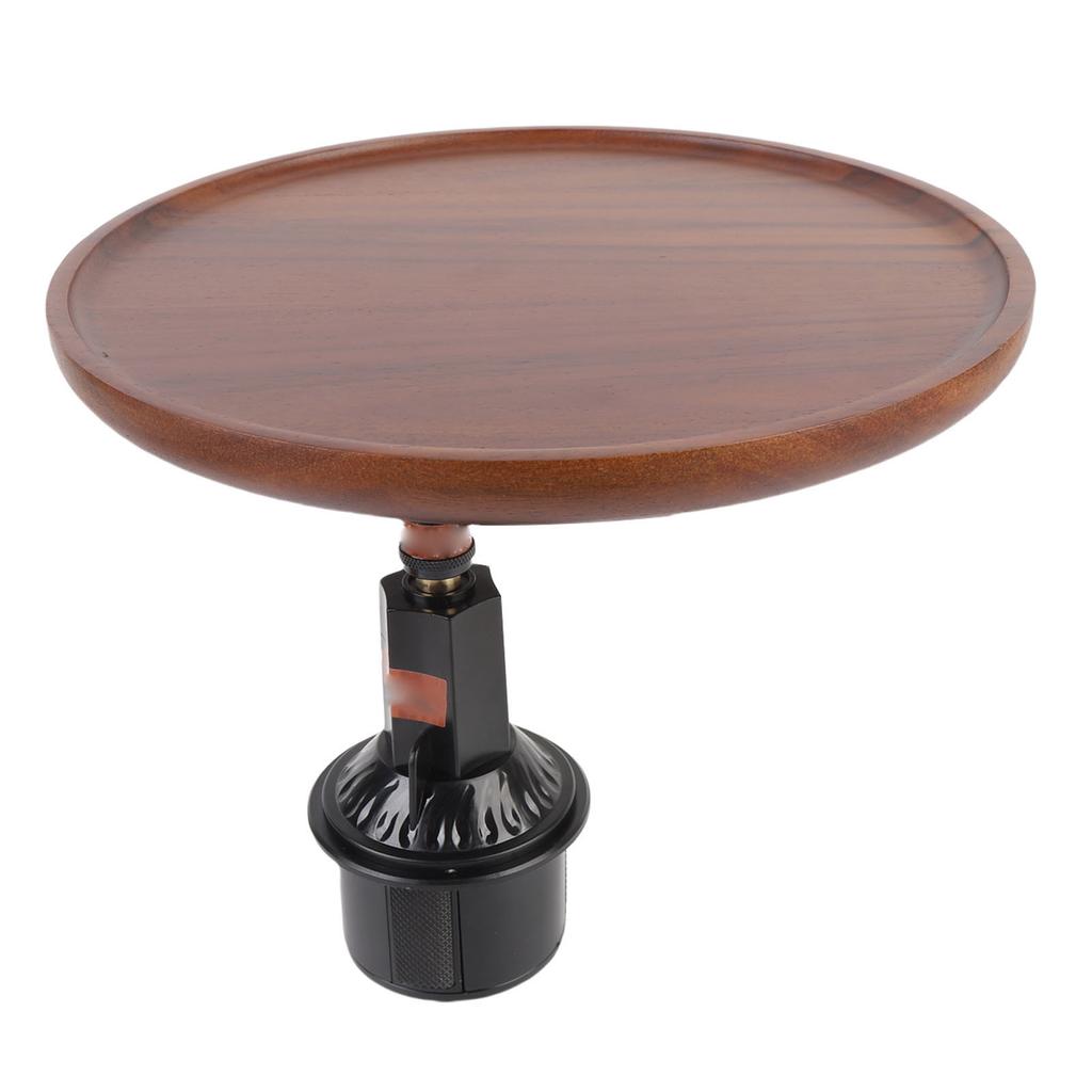 360 degrees Rotating Car Cup Holder Tray with Silicone Pad Wooden Cup Holder Food Table for Most Cup Holders Front