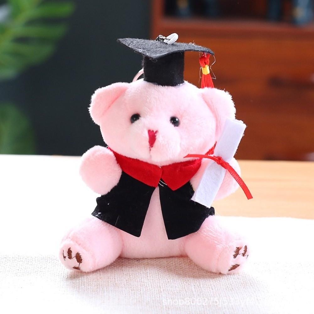 Soft Stuffed Graduation Bear Plush Toy 12cm Bear Pendant Cartoon Dr Bear Doll Desk Decor