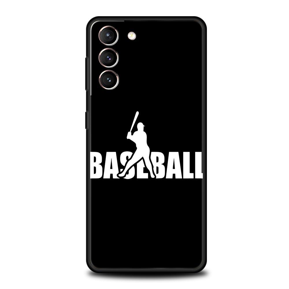 Baseball Phone Case For Samsung Galaxy S25 S24 S23 FE S22 Ultra S20 S21 5G S10 Plus S10E Soft Black Cover