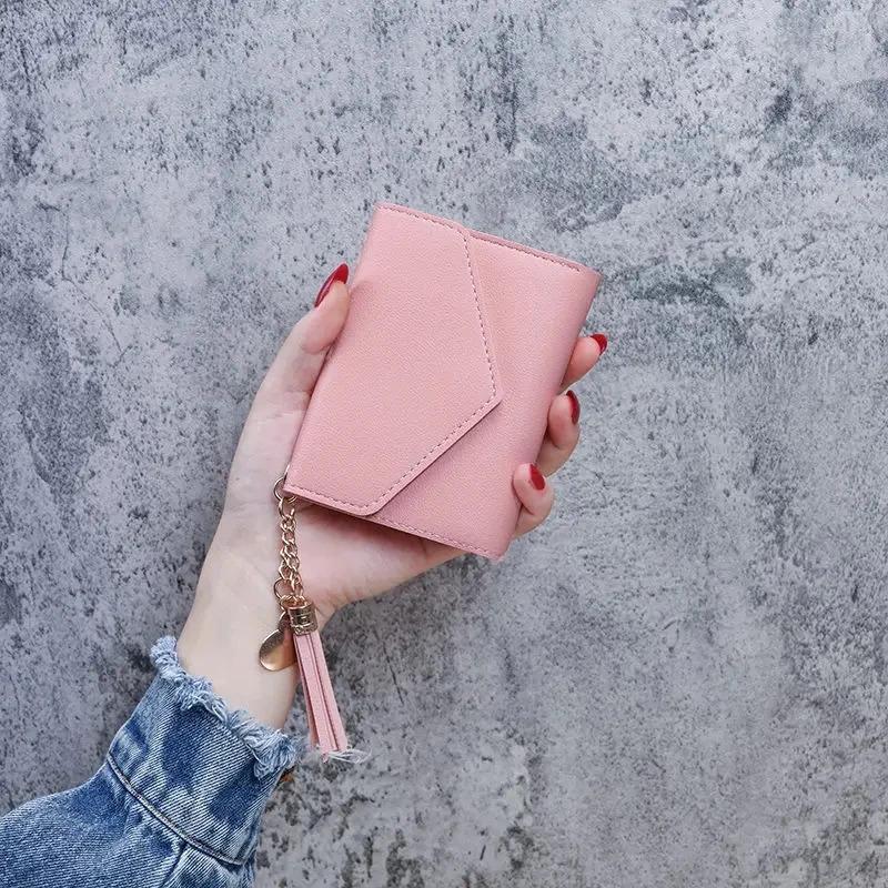 Fashion Short Women Wallets PU Leather Women Luxury Tassels Wallet Hasp Small Wallet Trend Coin Purse Ladies Card Holder Pouch