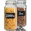 Praknu Large 2l Airtight Jars - Set of 3