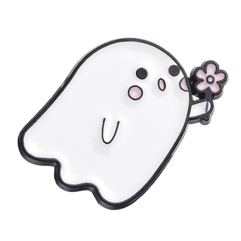 Boo Ghost Enamel Pins Custom Halloween Spooky Dagger Ghost Brooches Lapel Badges Cartoon Punk Funny Jewelry Gift for Friends