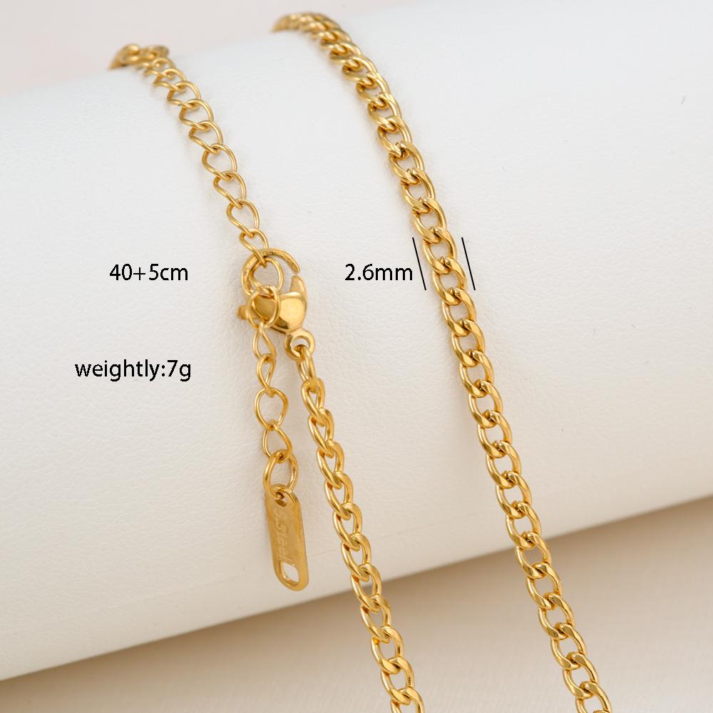 Élégant Collier Chaîne Boîte en Acier Titane Plaqué Or 18 Carats pour Femmes