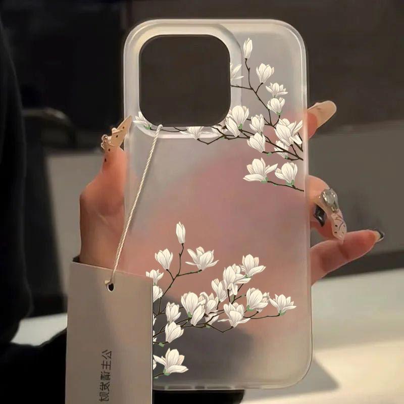 Flowers Leaf Print Phone Case For iPhone 17 16 Pro Max 15 14 13 12 11 Pro 16E XS X XR 7 8 Plus 12 13 Mini Shockproof Clear Cover