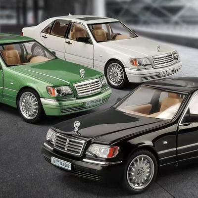 1:24 Mercedes-Benz W140 320SEL Classic Car Alloy Car Model Sound and Light Pull Back Kids Toy Collectibles Birthday Gift C335
