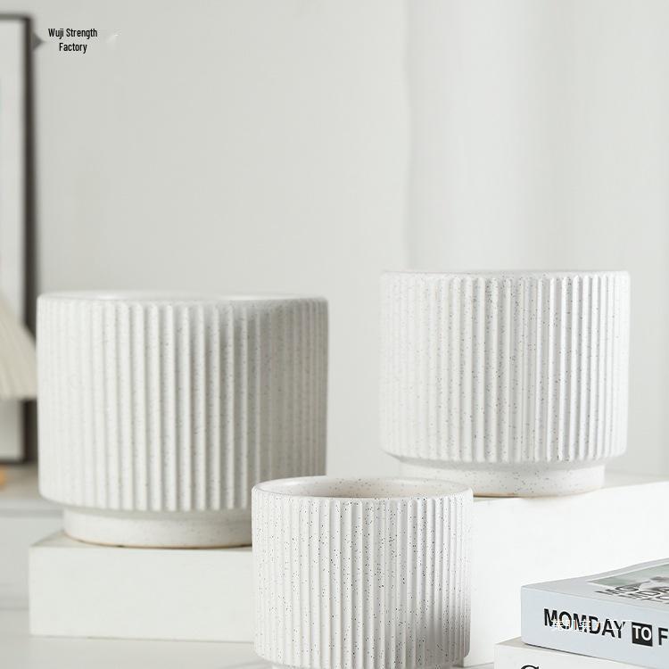 Luxury White Ceramic Hanging Flower Pot Set for Orchids and Money Trees in Living Room