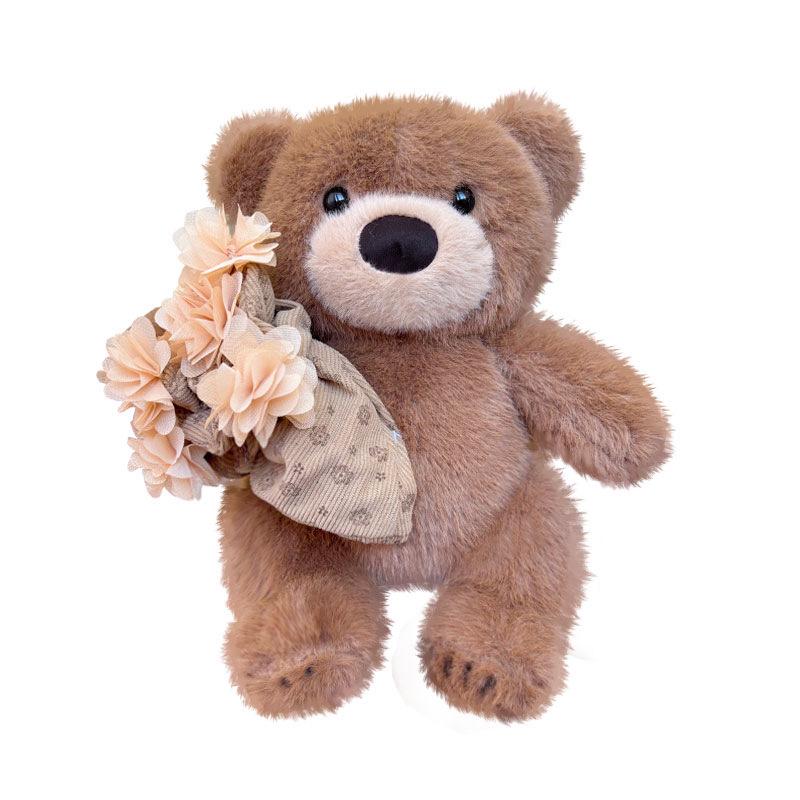 Cross-Border Plush Bear with Hairband and Bouquet - Valentine s Day Gift
