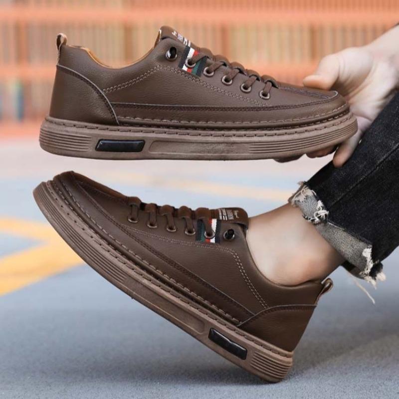 2025 New Men's Business Leather Shoes Lightweight Wear-resistant Soft Soled Mens Casual Boards Shoes Fashion Breathable Sneakers