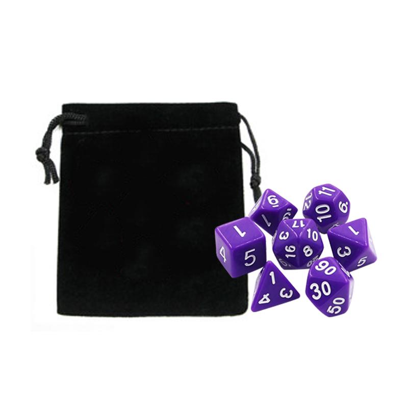 7pc/lot DND Dice Set with Velvet Dice Bag D4,D6,D8,D10,D10%,D12,D20 Colorful Accessories for Board Game,DnD, RPG GYH