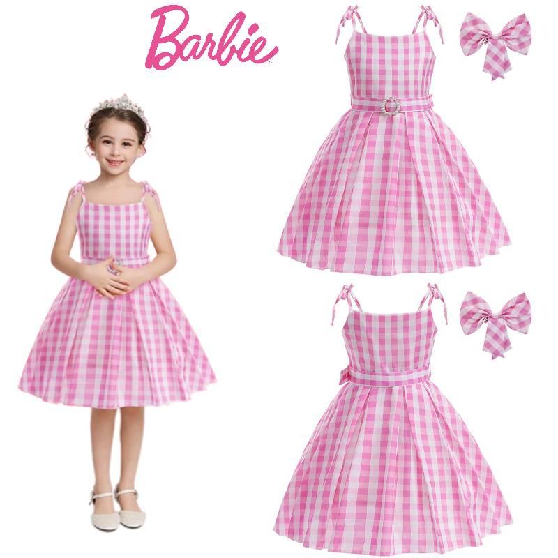 Przepiękna Sukienka Księżniczki Barbie Dla Dzieci Kostium Cosplay Poliester Różowy Rozmiary 100cm-150cm