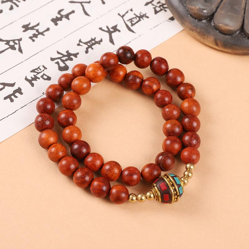 Sandalwood Bodhi Seed Double-Strand Bracelet - Tibetan Retro Ethnic Style for Men and Women