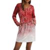 Women's Fashionable V-neck Long Sleeved Drawstring With Pocket Halloween Printed Casual Dress