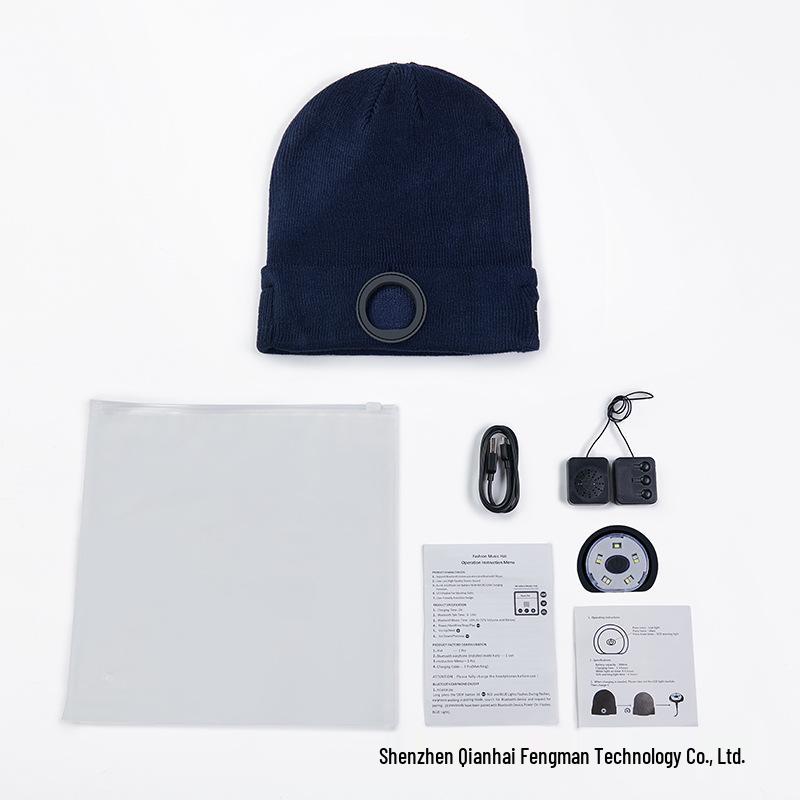 Căciulă LED Bluetooth: Căști duale, Muzică și Apeluri, Lampă frontală pentru exterior