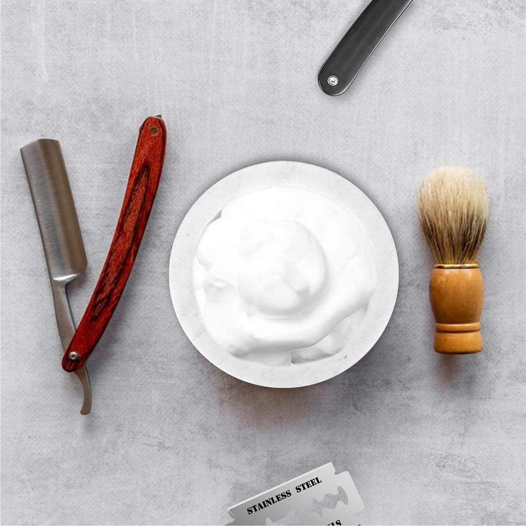 Linkidea Marble Shaving Soap Bowl, 100% Natural Marble, Internal Grooves for Maximum Lather. Heating Stones Provide a Luxurious Hot Shaving Experience