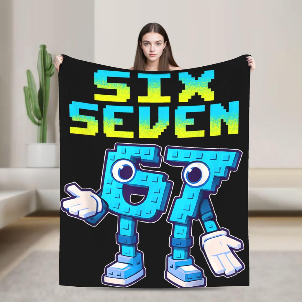 Popular 67 Brainrot Italian Meme Funny Blanket Warm Soft Flannel Throw For Sofa Office Travel Men Women Multi Sizes
