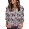Women's Fashionable Casual Christmas Printed V-neck Top