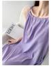Petite French Purple Sling Dress for Women - 2025 Summer Loose Fit, Slimming, Temperament Style for Seaside Vacation.
