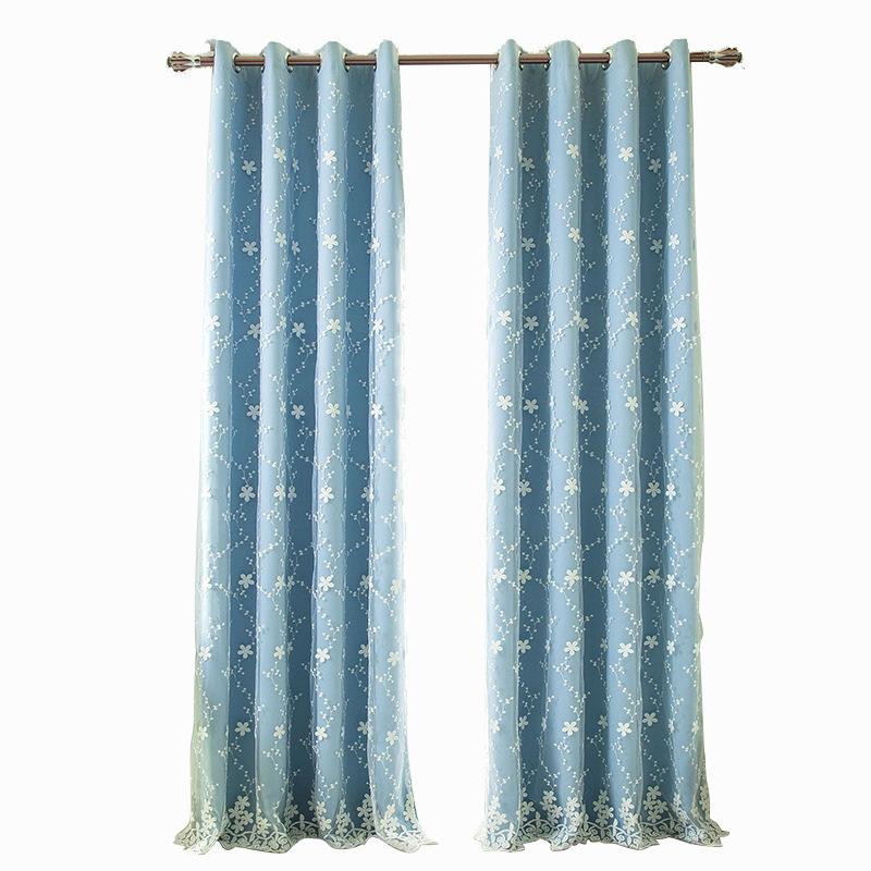 Curtains High-Precision Milk Yarn Double Layer, Curtain Embroidered Window Screen Blackout Finished Curtain