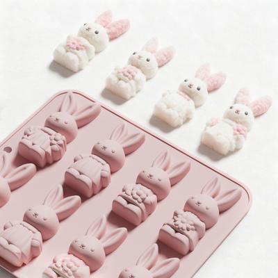 Oster-Silikonform 8 Mulden 3D-Hasenform Antihaft-Flexible Form Schokolade Süßigkeiten Pudding Seife Knete Back-Dekorationswerkzeug
