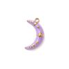 1 Piece 304 Stainless Steel Galaxy Charms 18K Gold Plated Enamel Half Moon Star Micro Pave Clear Cubic Zirconia DIY Necklace