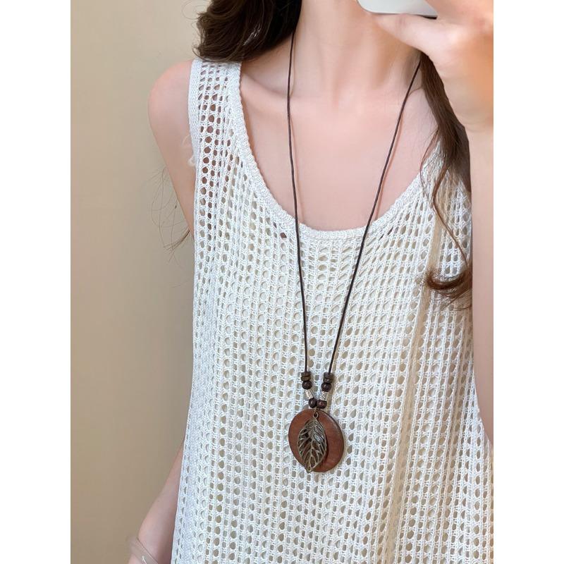 Ethnic Style Pearl Flower Pendant Necklace New Chinese Niche Versatile Collarbone Chain Retro Fashion Temperament Necklace Women