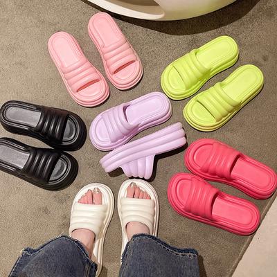 EVA Thick-soled Heightening Slippers Women's Summer Ins Fashionable and Versatile New Models Step On Shit Feeling Indoor and Outdoor Ccool Slippers