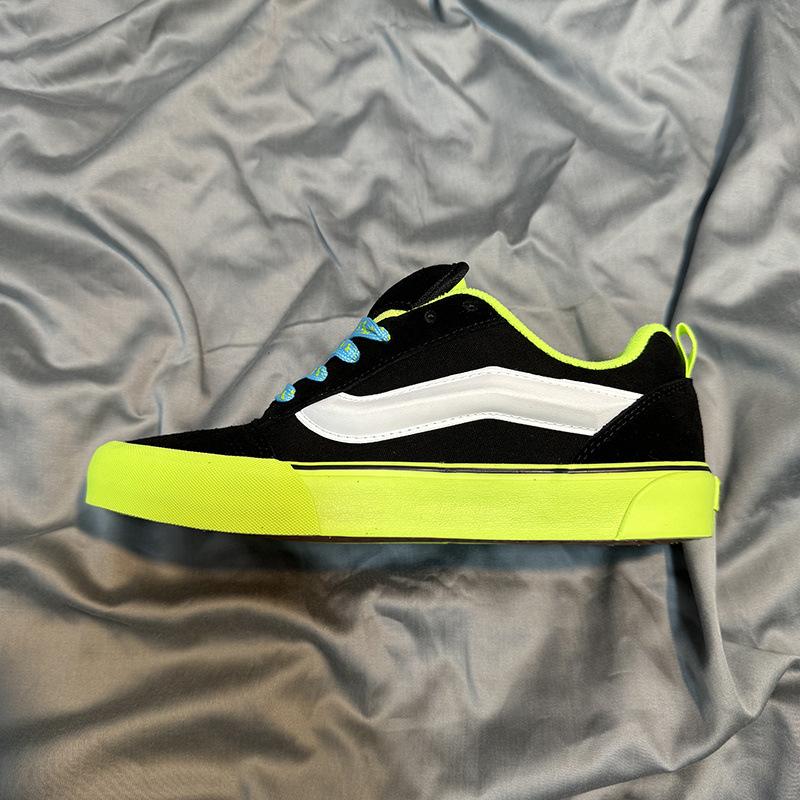 Knu skool culoare contrastantă verde fluorescent negru pantofi groși tip pâine stil stradă american cool pantofi sport casual