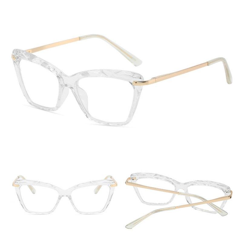 Montatura per occhiali vintage cat-eye da donna Montatura per occhiali ottici retrò Montatura per occhiali scolpita Occhiali finti trasparenti Oculos