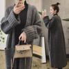 **Korean Style Loose Knit Cardigan for Women - Spring/Autumn 2025 Mid-Length Sweater Coat**