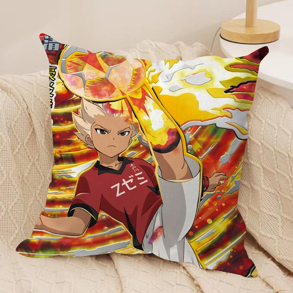 IInazuma ElevenS Anime Cushion Cover Silky Short Plush Invisible Zipper Dustproof Sofa Pillow Case For Home Decor