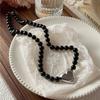Black Beaded Necklace Heart Pendant Choker Chain Necklace Beads Choker Party Accessories Gift for Men Women Girlfriends