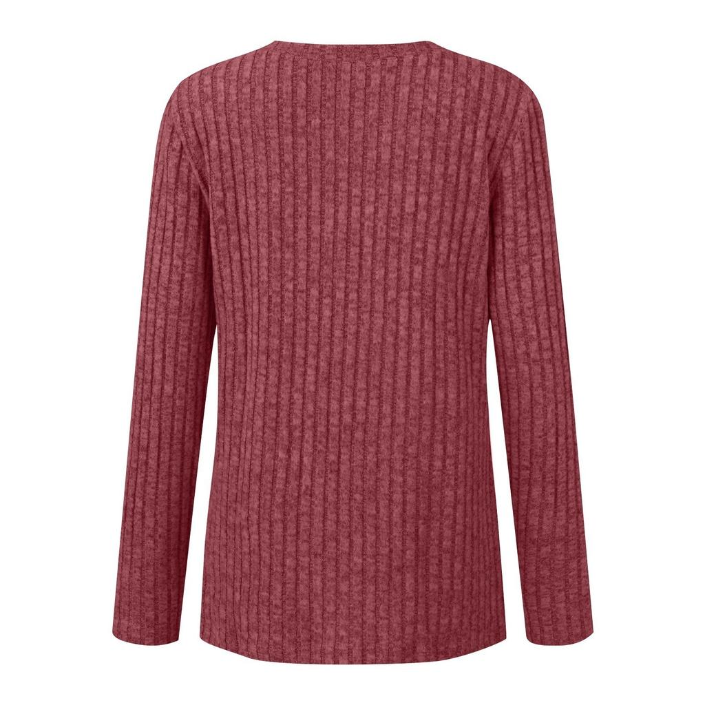 Women's Fashion Casual Slim Solid Color Long Sleeve V-Neck Top