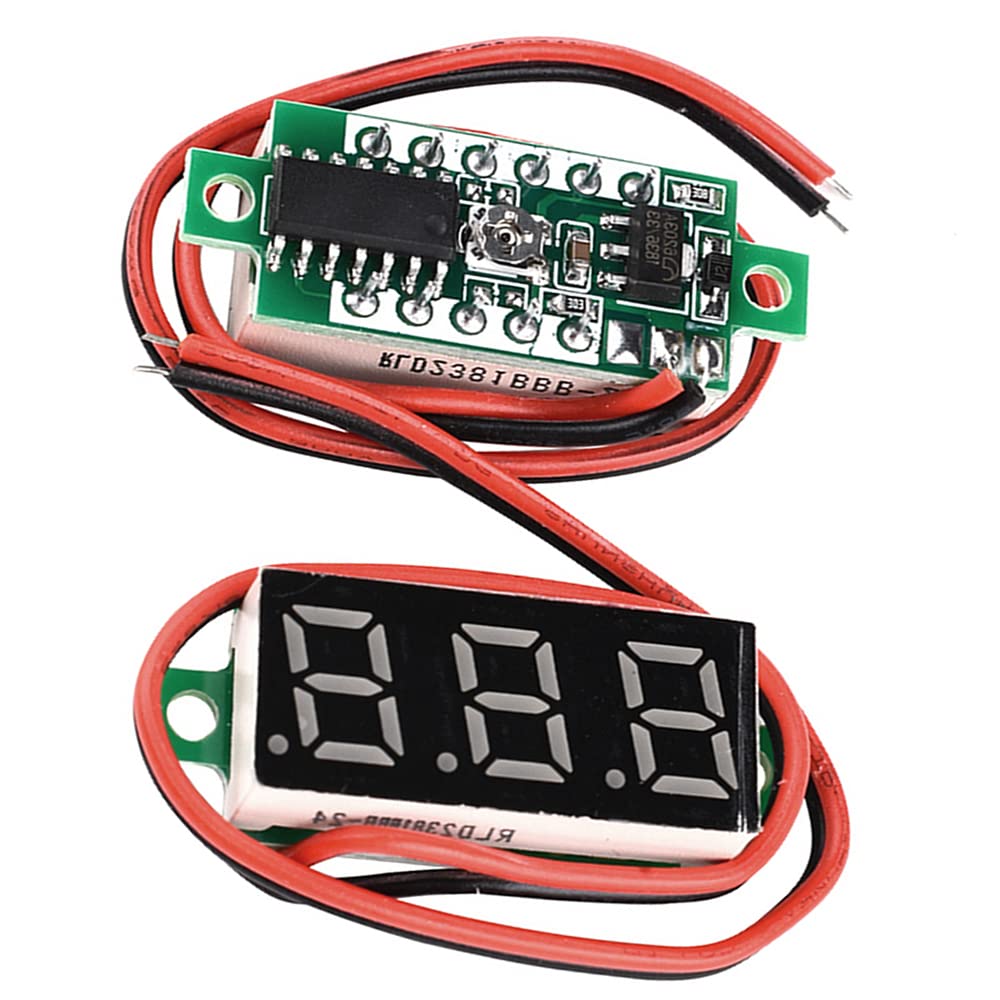 Samcos LED Digital Set of Digital Display Voltage Tester for DC Circuit Testing Voltmeter, 2-Wire, 0.28 Inch, 2.5V-30V, 5, Red,