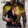 Fashion lion pattern printed men's T-shirt street fashion Harajuku round neck short sleeved plus size comfortable top