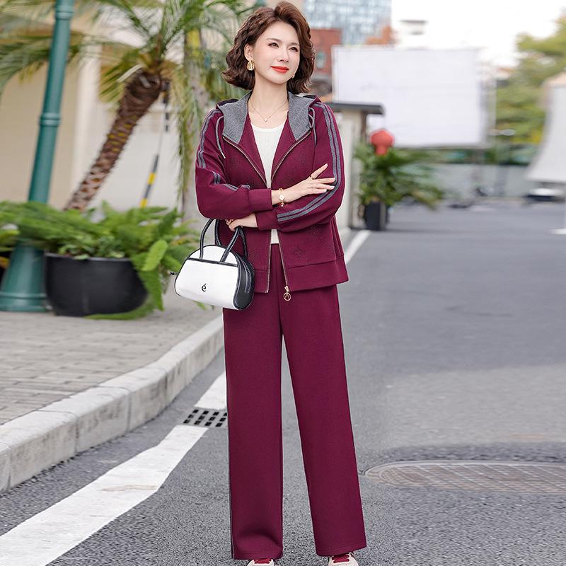 

Spring Collection: Elegant Two-Piece Sportswear Set for Middle-Aged and Elderly Women - Perfect for Casual Spring and Autumn Wear XL (95-110 jin)