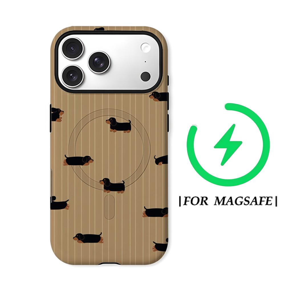 Dackel Streifen MarchFor Magnetische Handyhülle für iPhone 17 16 15 14 13 Pro Max Plus Einzelne Doppelschicht Robuste Hülle