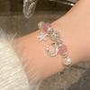 1 Piece of Glass Bead Bracelet, Female Bracelet, Best Friend Bracelet, Star Moon Set Imitation Zircon Pendant Bracelet - A Gift for Best Friends